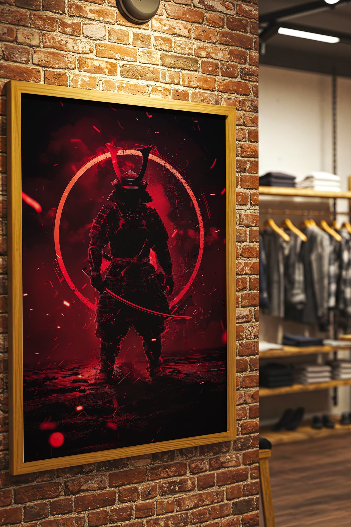 Crimson Aura Samurai Armor Print - Dark Red Art | Samurai Legacy