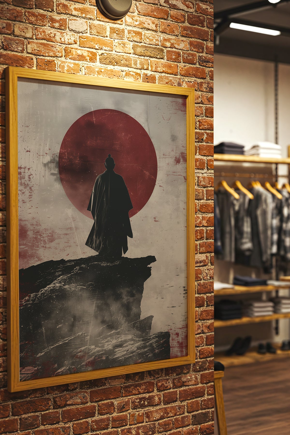 Solitary Cliff Samurai Print - Crimson Sun Art | Samurai Legacy