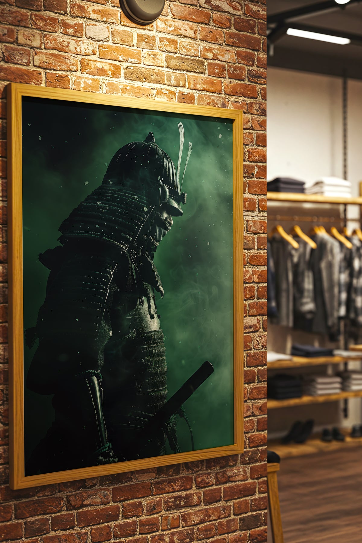 Emerald Shadow Samurai Print - Jade Mist Shogun Poster | Samurai Legacy
