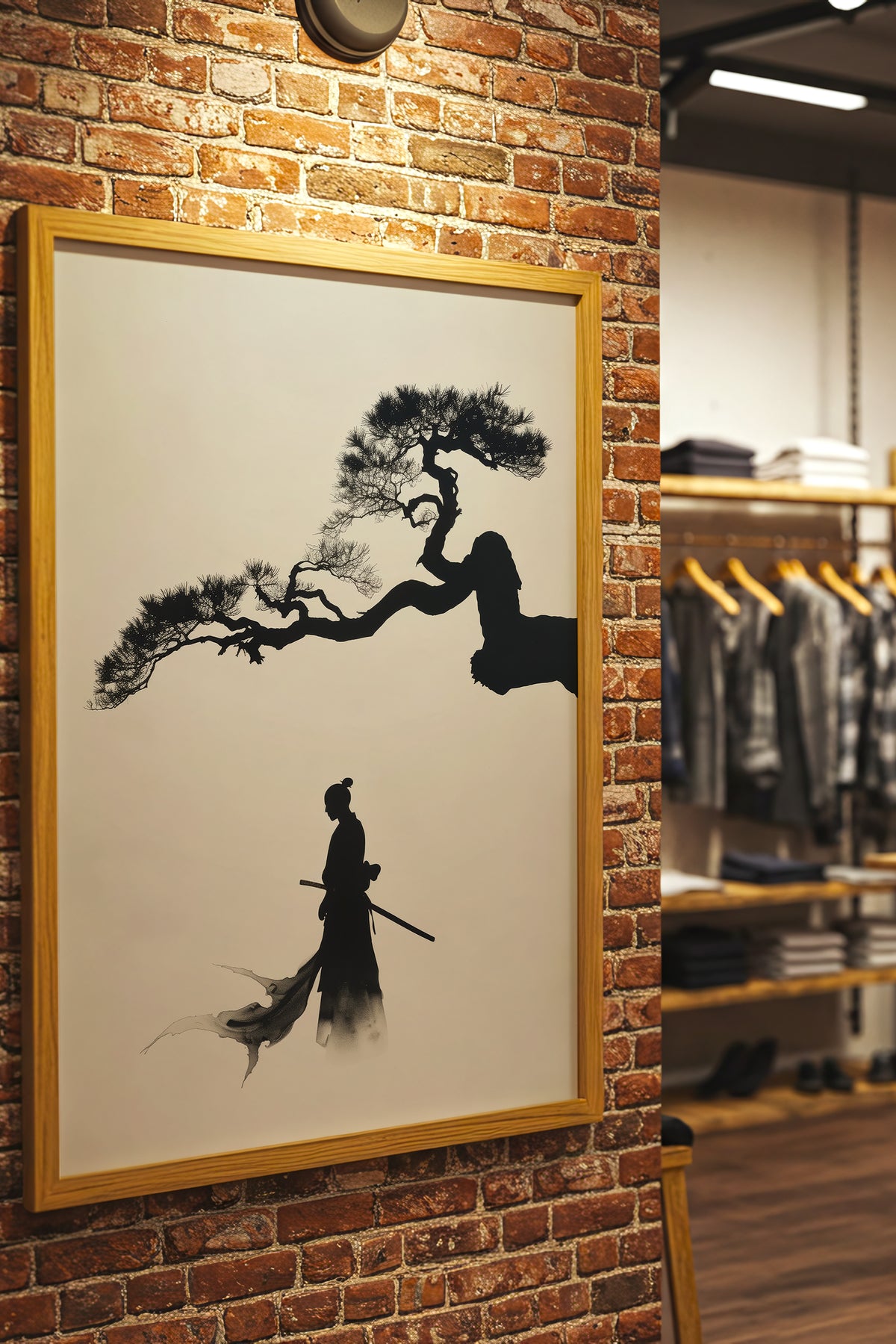 Pine Tree Samurai Art Print - Minimalist Ink Wash Poster | Samurai Legacy