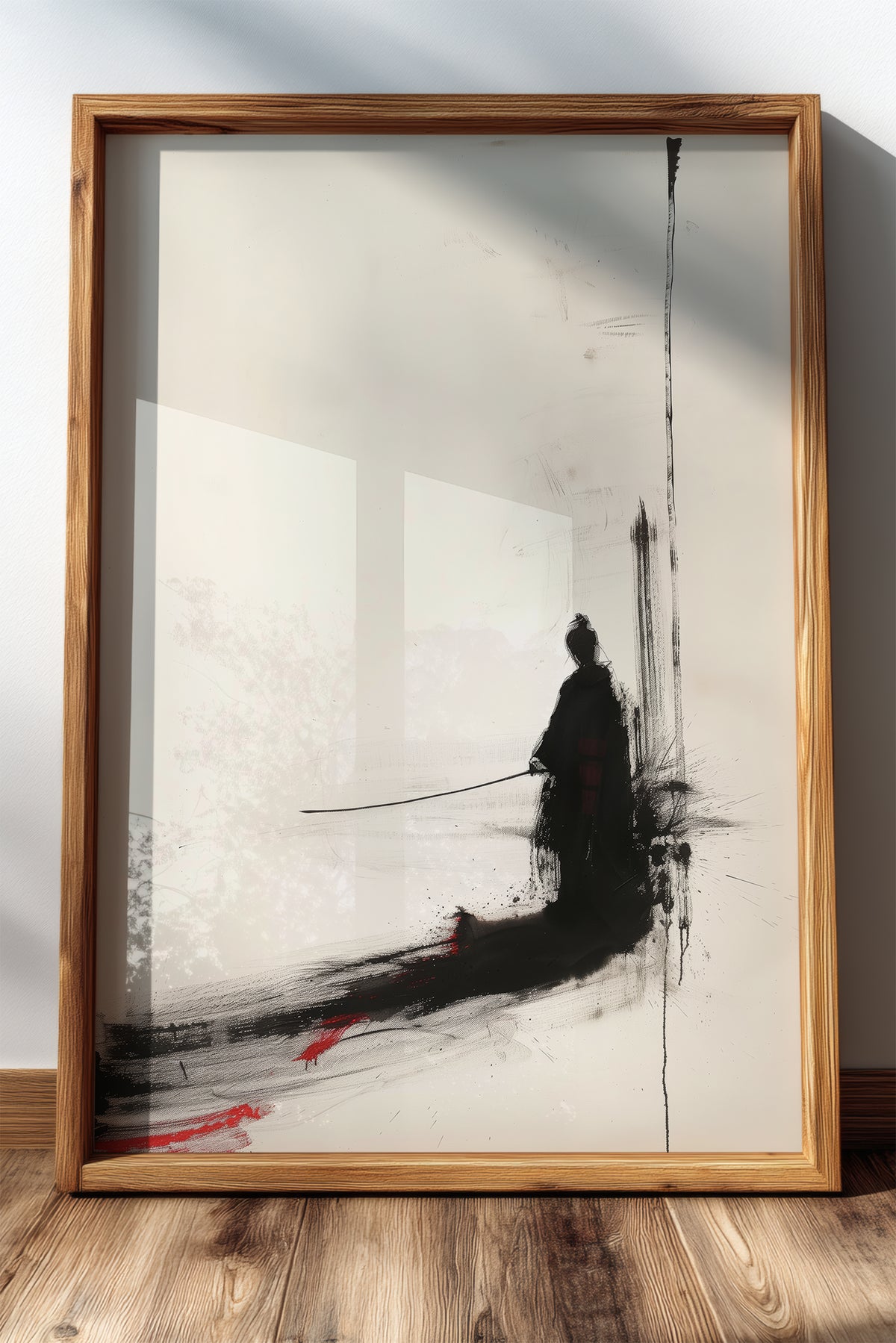 Minimalist Ink Samurai Print - Zen Solitary Art Poster | Samurai Legacy