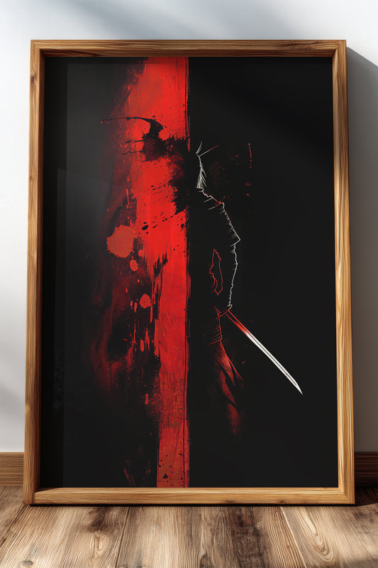 Crimson Divide Samurai Print - Dark Dualism Art | Samurai Legacy
