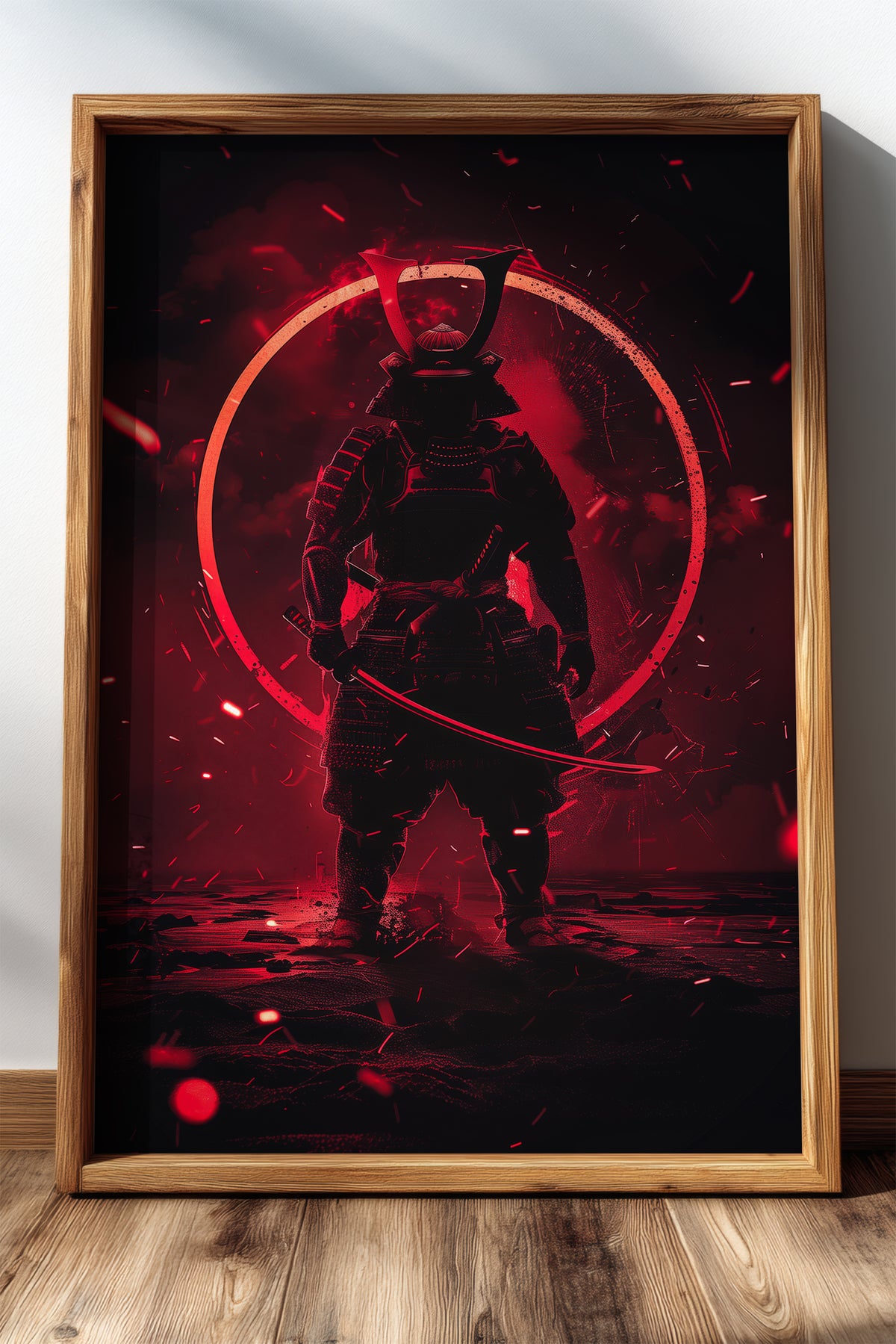 Crimson Aura Samurai Armor Print - Dark Red Art | Samurai Legacy
