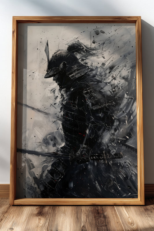 Silver Wash Samurai Profile Print - Charcoal Poster | Samurai Legacy