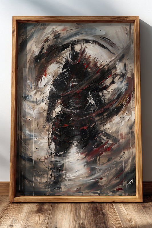 Vortex Samurai Armor Print - Impasto Oil Art Poster | Samurai Legacy