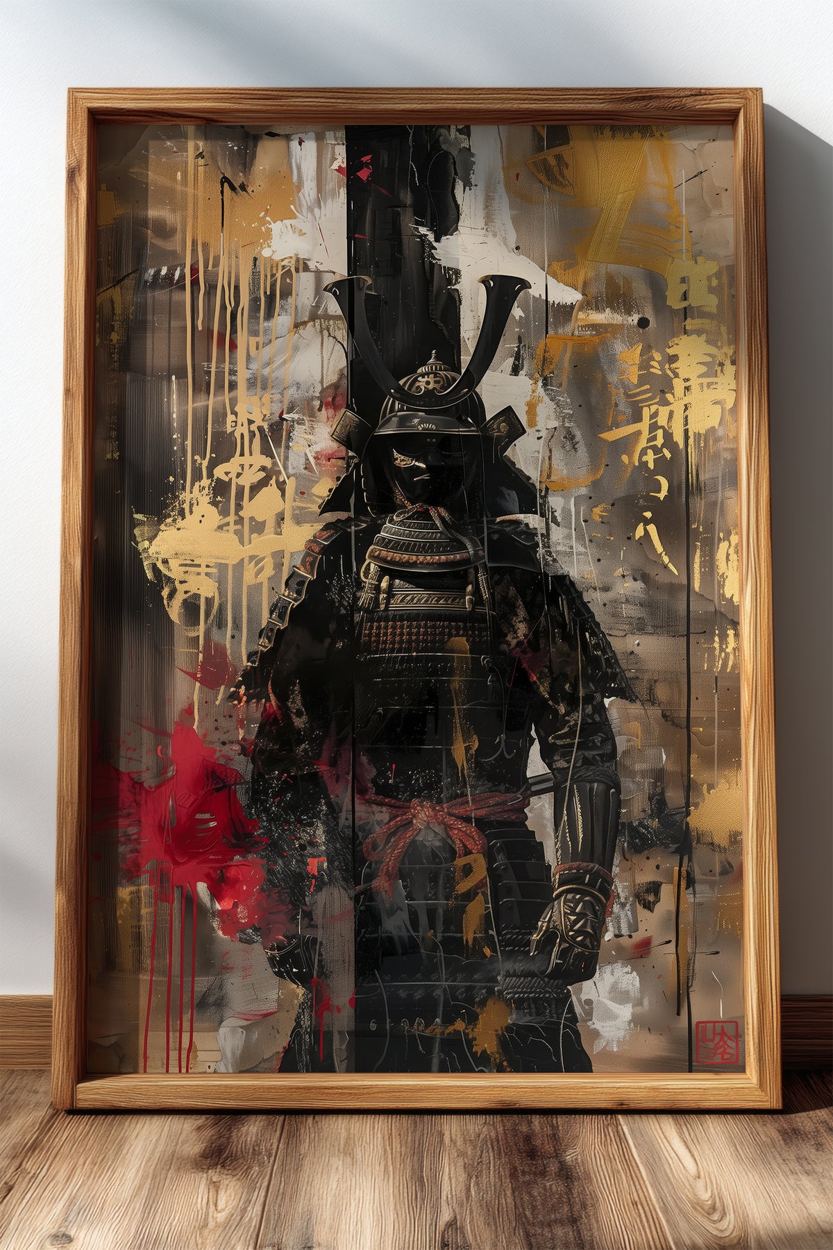 Gold Leaf Street Samurai Print - Mixed Media Poster | Samurai Legacy