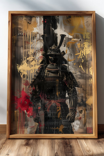 Gold Leaf Street Samurai Print - Mixed Media Poster | Samurai Legacy