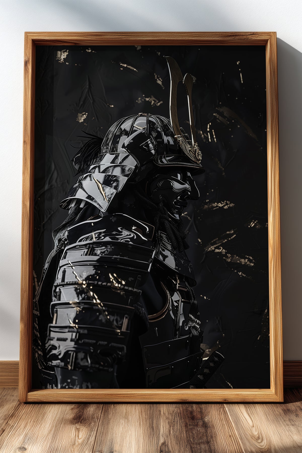 Black Lacquer Samurai Profile Print - Dark Armor Art | Samurai Legacy