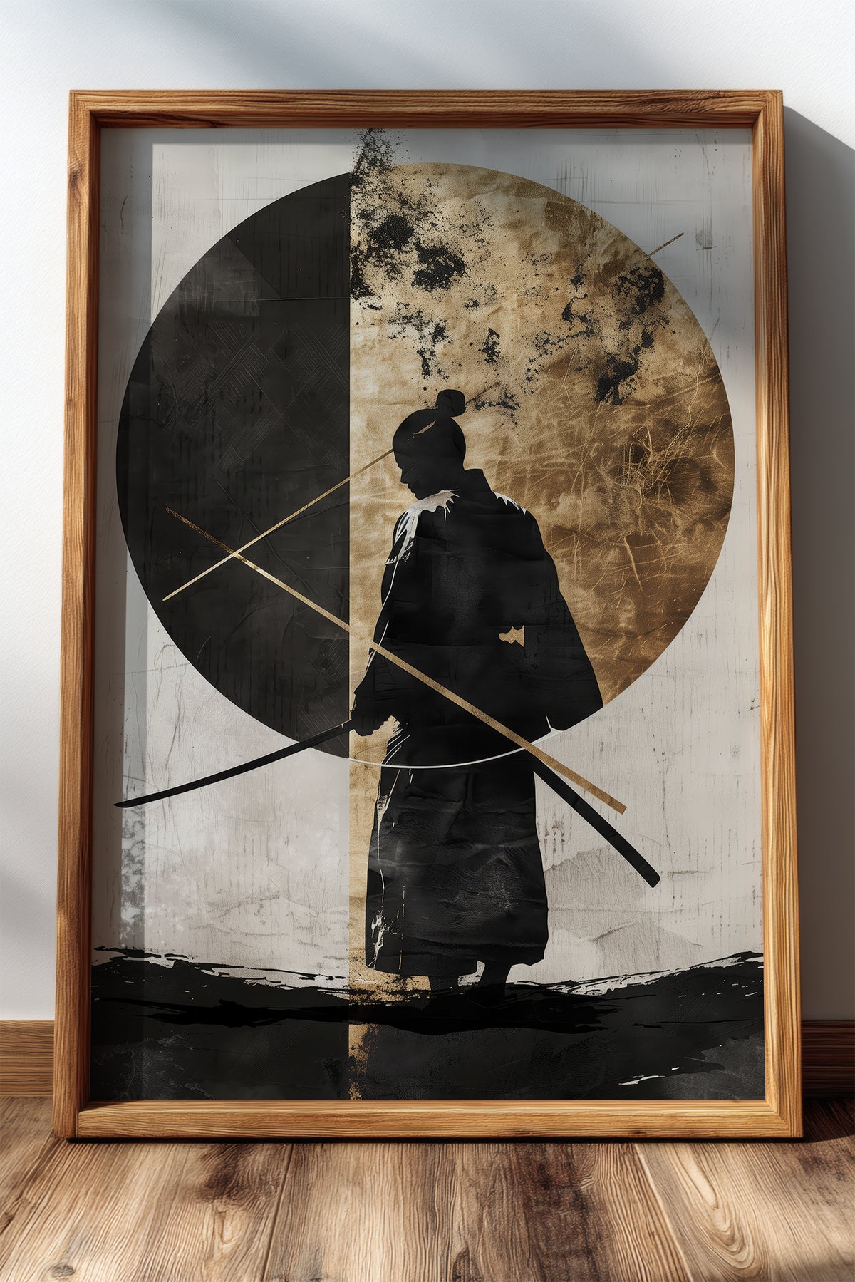 Dual Gold Sphere Samurai Print - Zen Minimalist Poster | Samurai Legacy