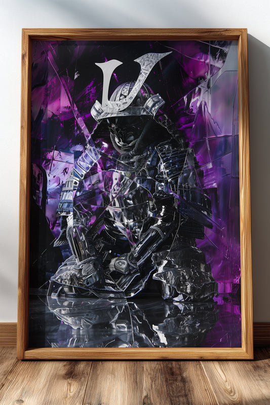 Chrome Prism Samurai Print - Violet Metallic Reflection Poster | Samurai Legacy