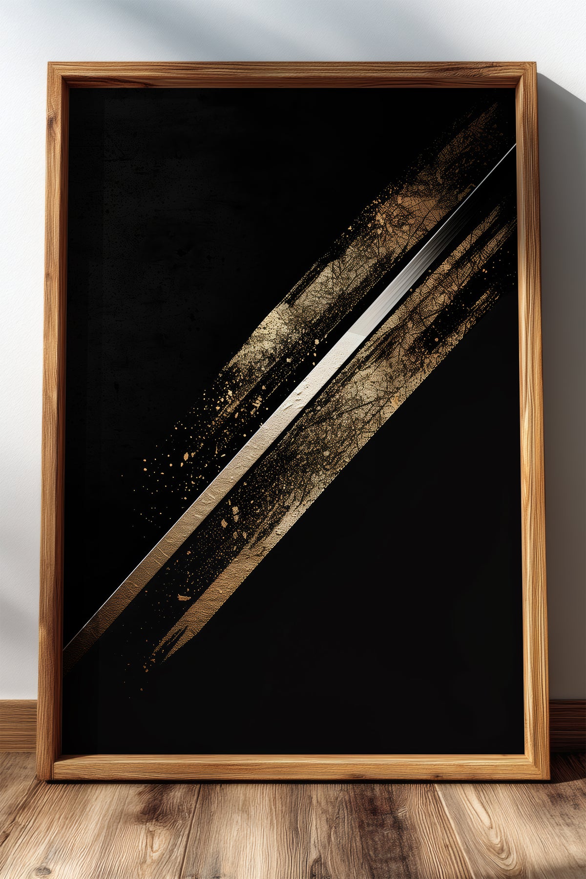 Katana Blade Gold Leaf Print - Minimalist Sword Poster | Samurai Legacy