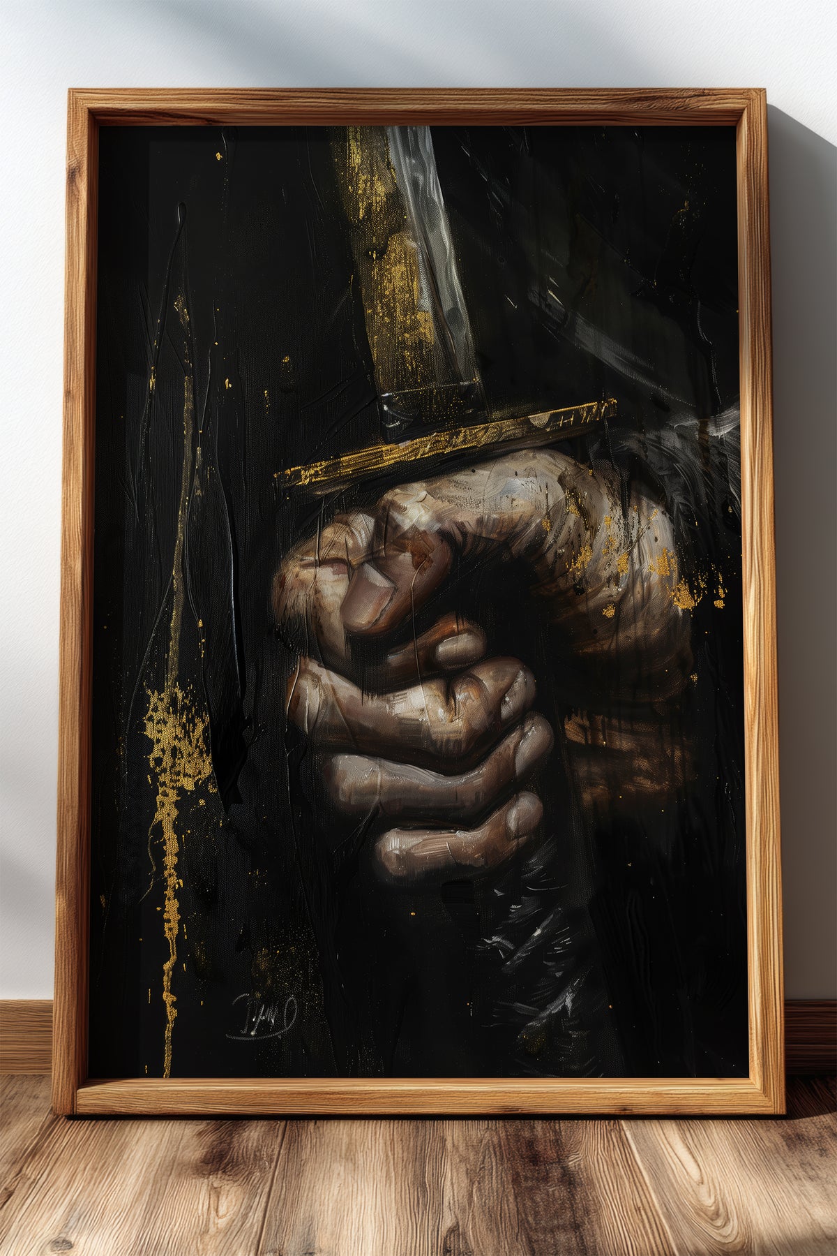 Katana Sword Hand Gold Art Print - Oil Painting style | Samurai Legacy