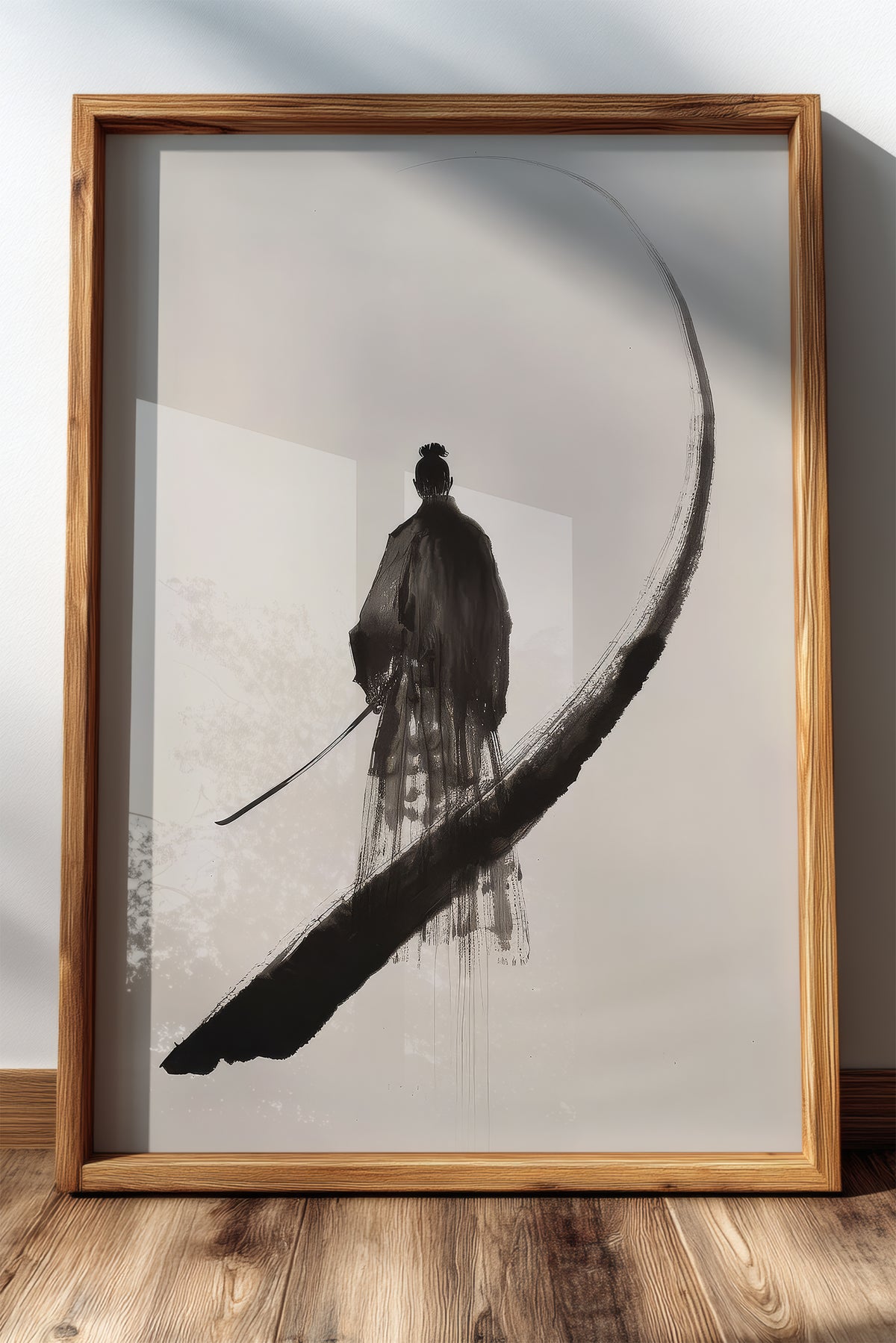 Enso Crescent Samurai Print - Minimalist Ink Poster | Samurai Legacy