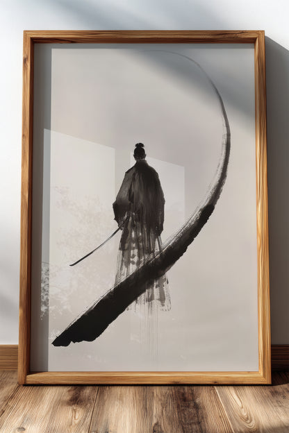 Enso Crescent Samurai Print - Minimalist Ink Poster | Samurai Legacy