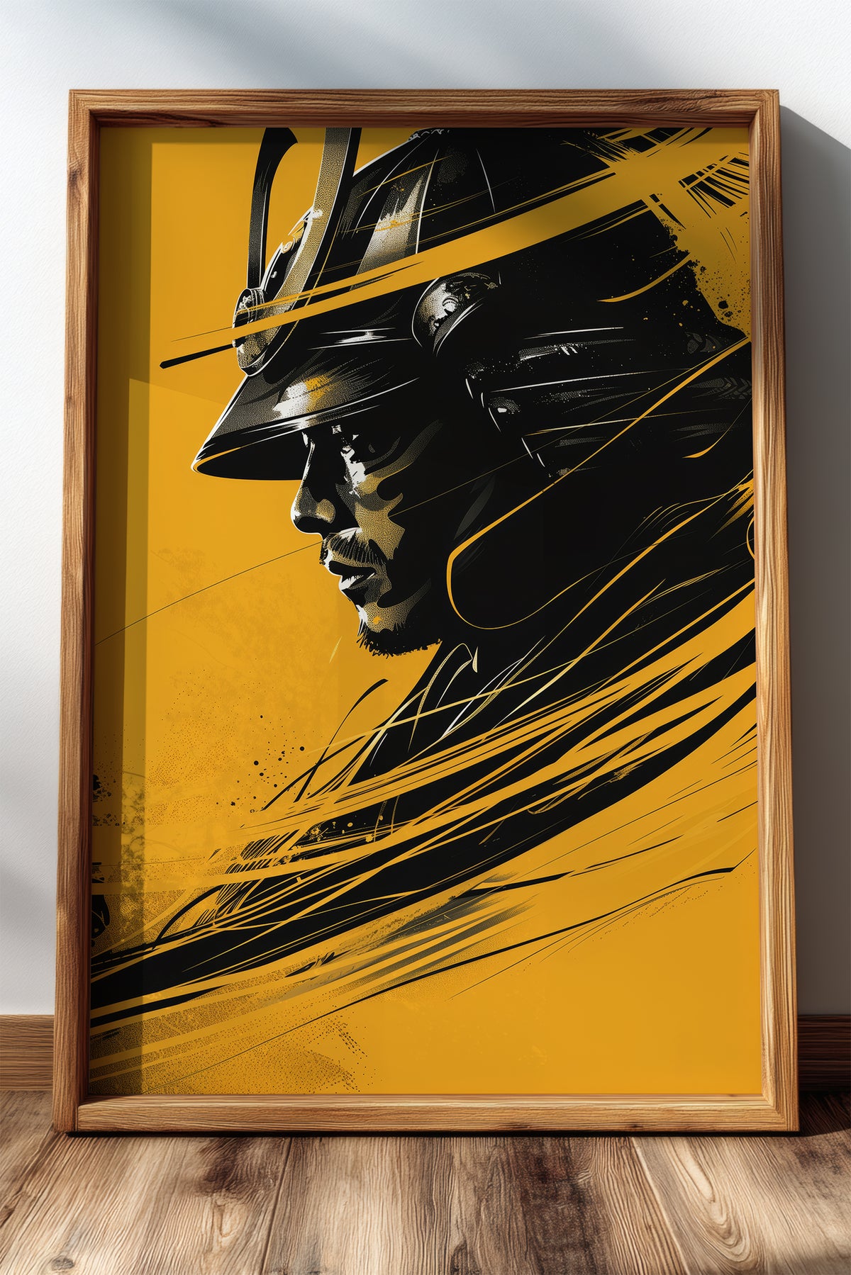 Silent Resolve Samurai Helmet Print - Dynamic Amber Warrior | Samurai Legacy