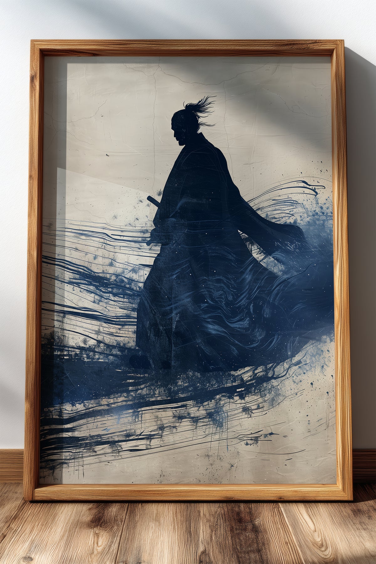Walking Samurai Silhouette Art Print - Indigo Ink Movement | Samurai Legacy