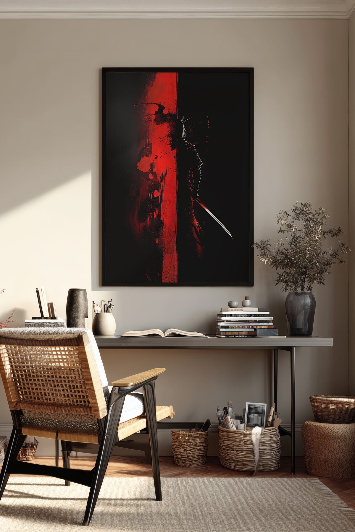 Crimson Divide Samurai Print - Dark Dualism Art | Samurai Legacy