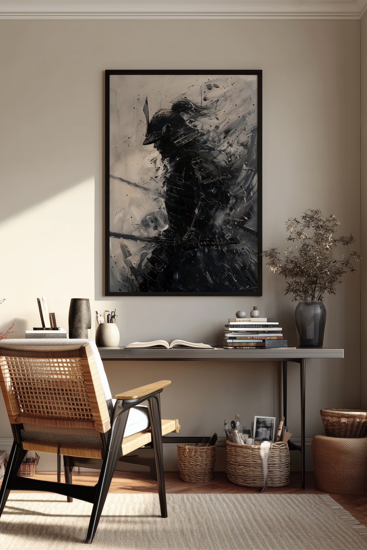 Silver Wash Samurai Profile Print - Charcoal Poster | Samurai Legacy