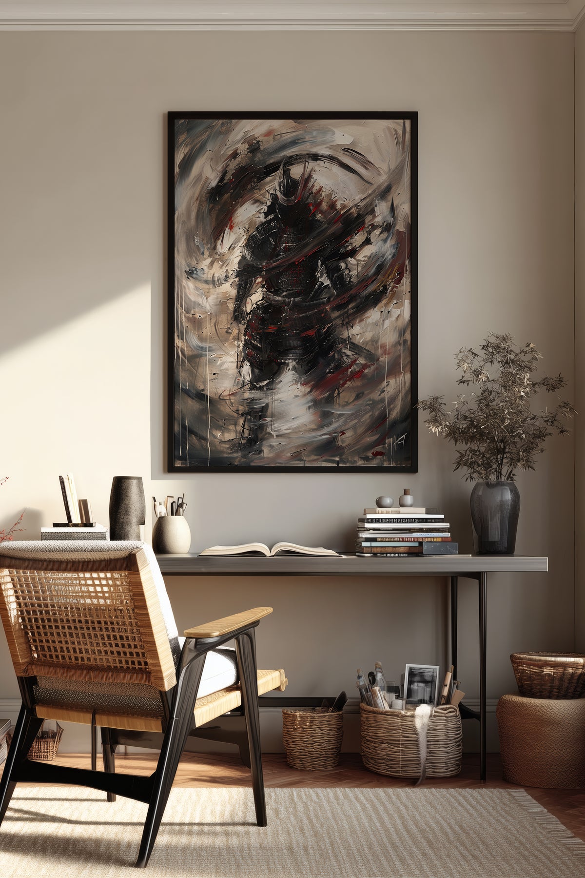 Vortex Samurai Armor Print - Impasto Oil Art Poster | Samurai Legacy