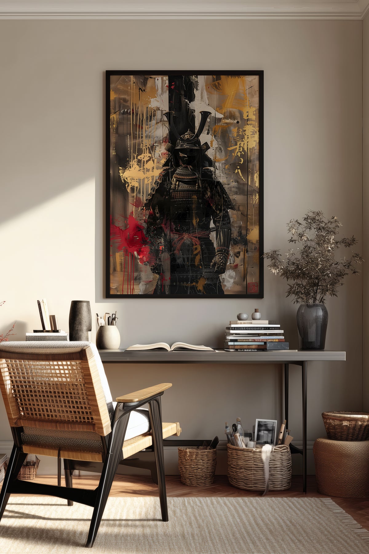 Gold Leaf Street Samurai Print - Mixed Media Poster | Samurai Legacy