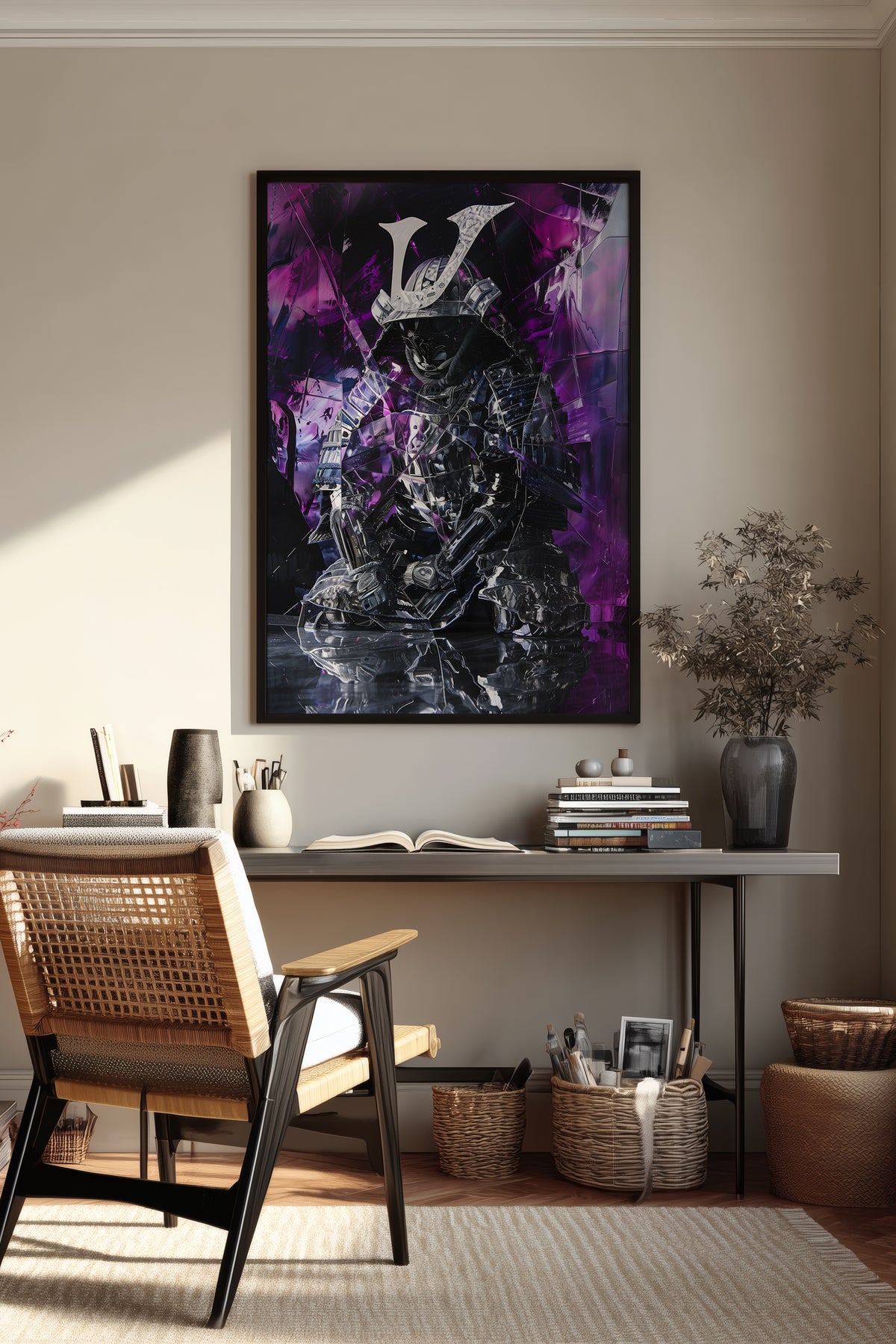 Chrome Prism Samurai Print - Violet Metallic Reflection Poster | Samurai Legacy