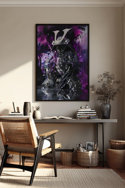 Chrome Prism Samurai Print - Violet Metallic Reflection Poster | Samurai Legacy