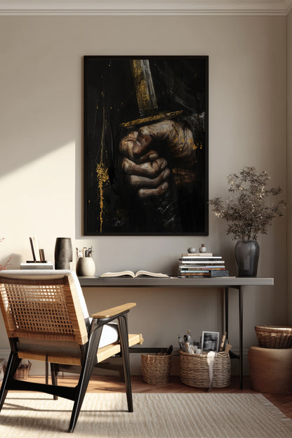 Katana Sword Hand Gold Art Print - Oil Painting style | Samurai Legacy