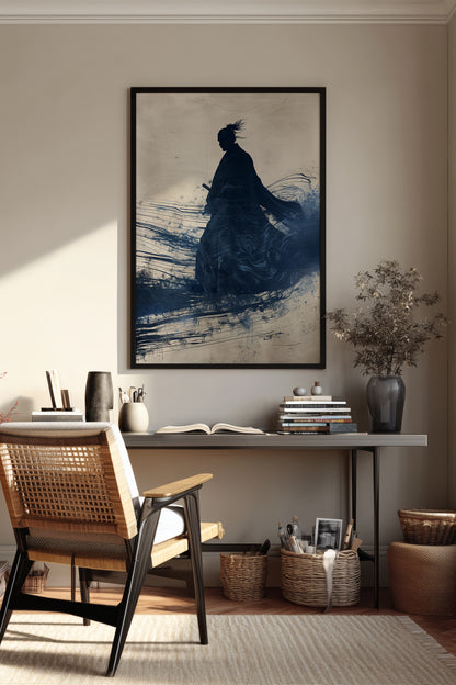 Walking Samurai Silhouette Art Print - Indigo Ink Movement | Samurai Legacy