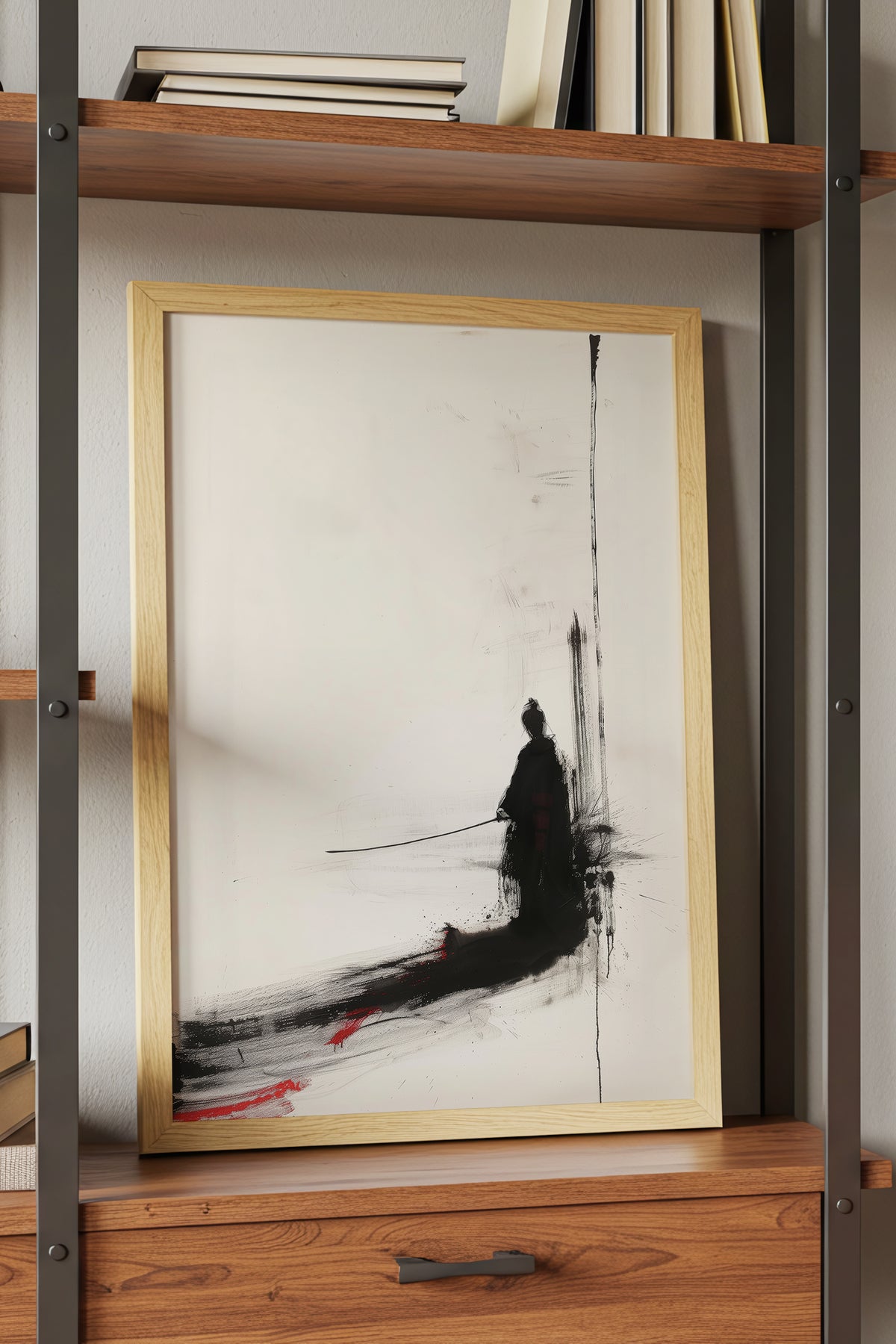 Minimalist Ink Samurai Print - Zen Solitary Art Poster | Samurai Legacy