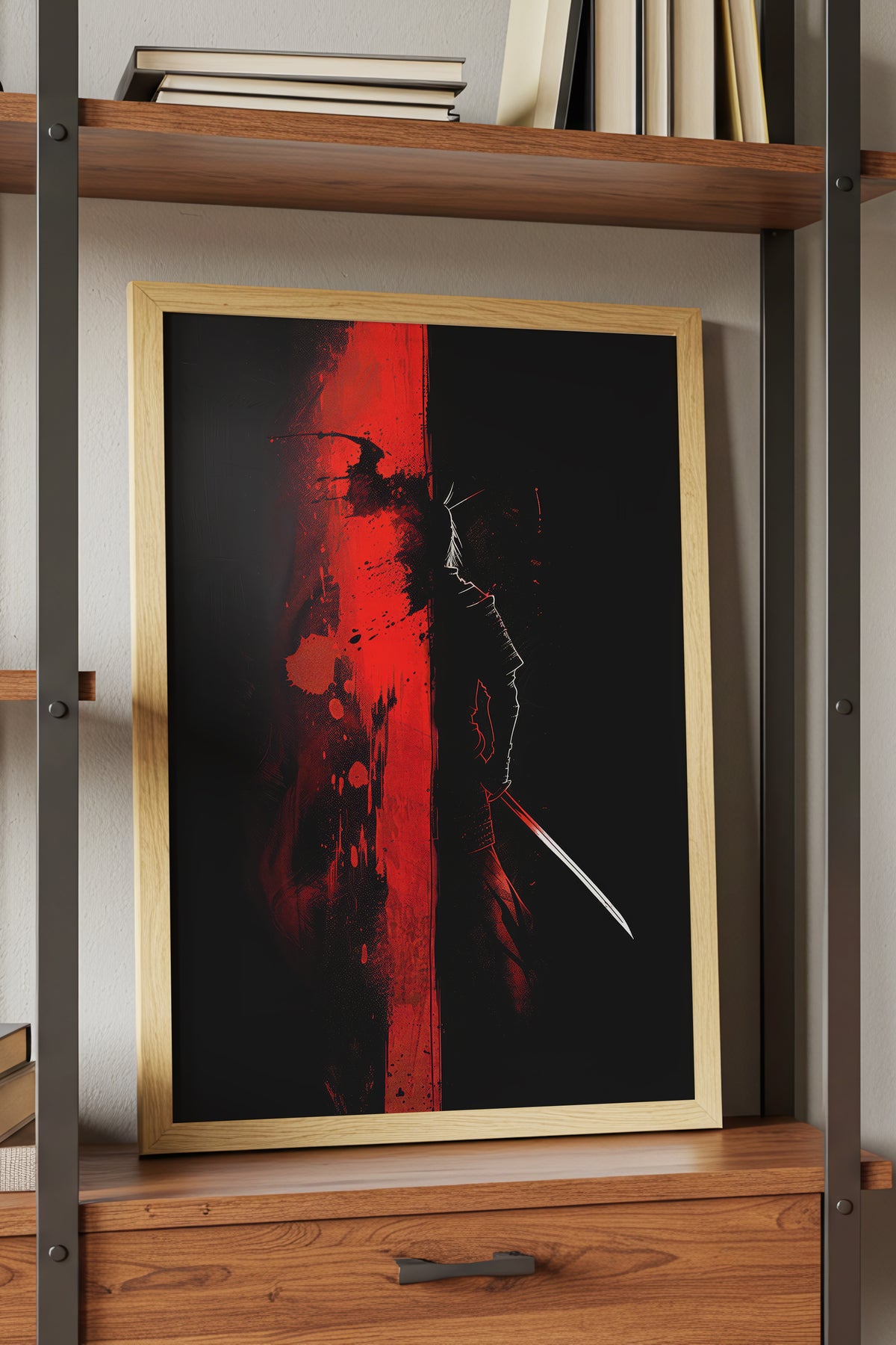 Crimson Divide Samurai Print - Dark Dualism Art | Samurai Legacy
