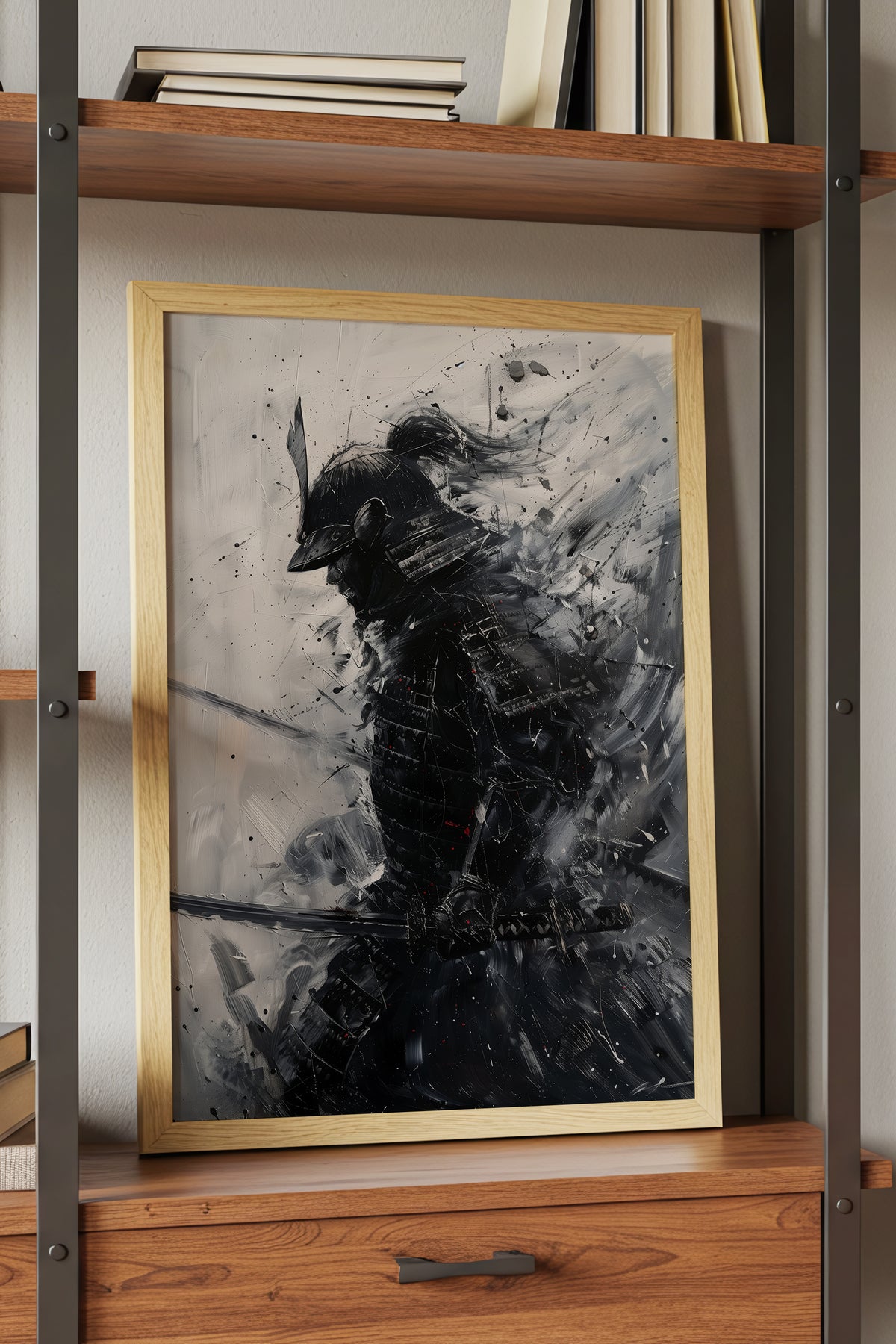 Silver Wash Samurai Profile Print - Charcoal Poster | Samurai Legacy