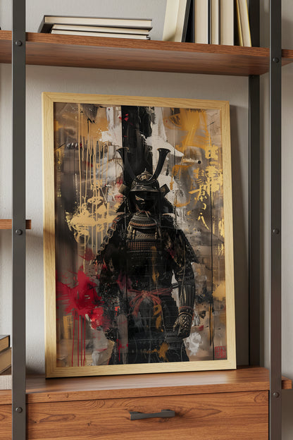 Gold Leaf Street Samurai Print - Mixed Media Poster | Samurai Legacy