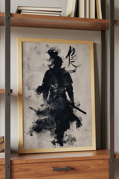 Kanji Calligraphy Samurai Print - Sumi Ink Wash Art | Samurai Legacy