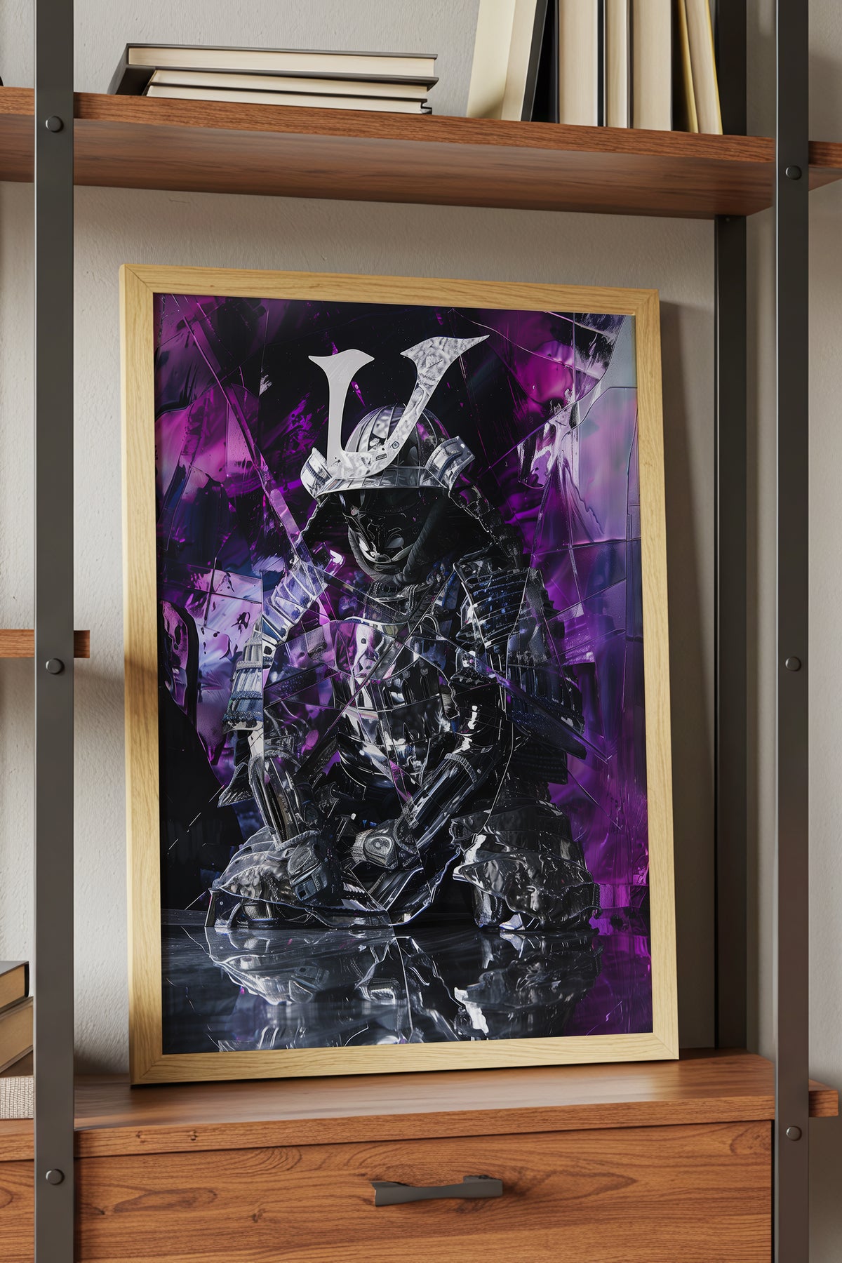 Chrome Prism Samurai Print - Violet Metallic Reflection Poster | Samurai Legacy
