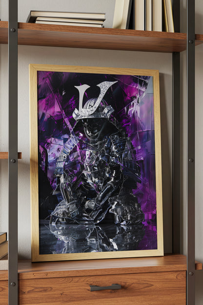 Chrome Prism Samurai Print - Violet Metallic Reflection Poster | Samurai Legacy