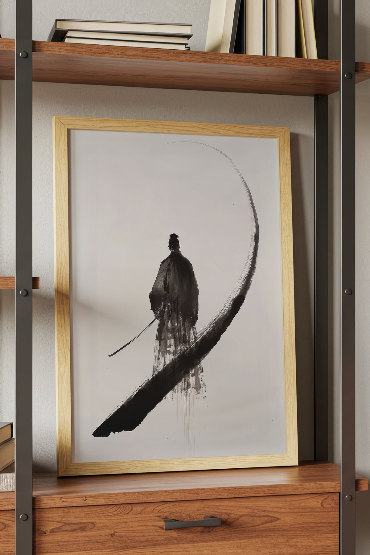 Enso Crescent Samurai Print - Minimalist Ink Poster | Samurai Legacy