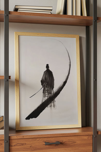Enso Crescent Samurai Print - Minimalist Ink Poster | Samurai Legacy
