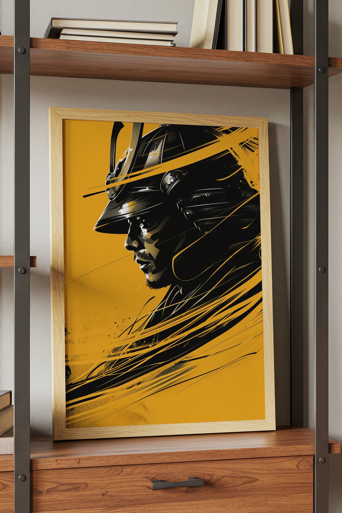 Silent Resolve Samurai Helmet Print - Dynamic Amber Warrior | Samurai Legacy