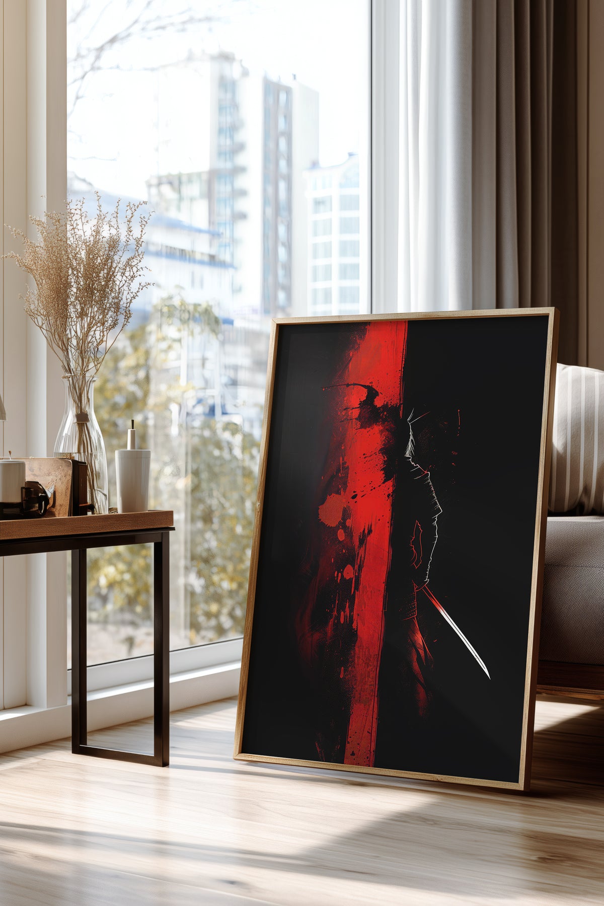 Crimson Divide Samurai Print - Dark Dualism Art | Samurai Legacy