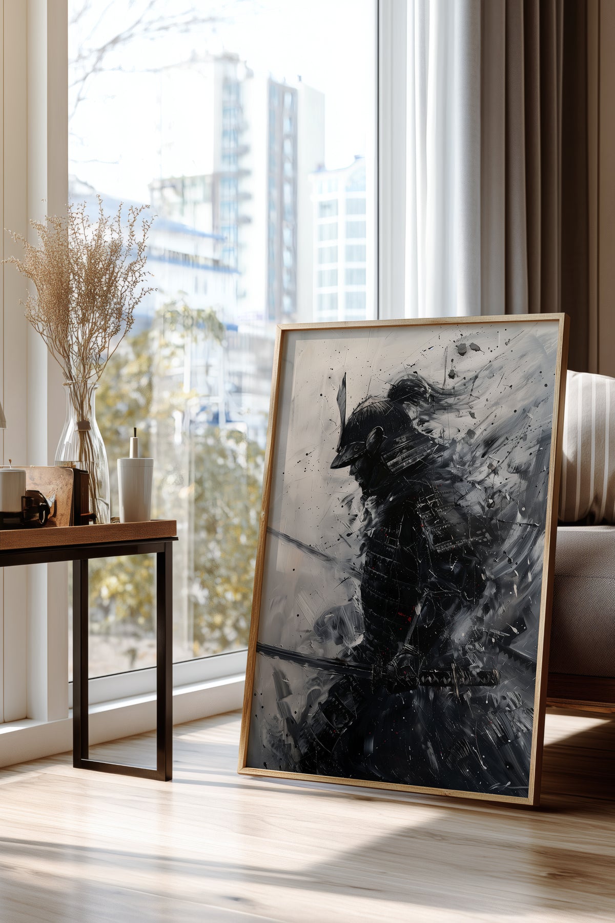 Silver Wash Samurai Profile Print - Charcoal Poster | Samurai Legacy