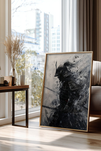 Silver Wash Samurai Profile Print - Charcoal Poster | Samurai Legacy