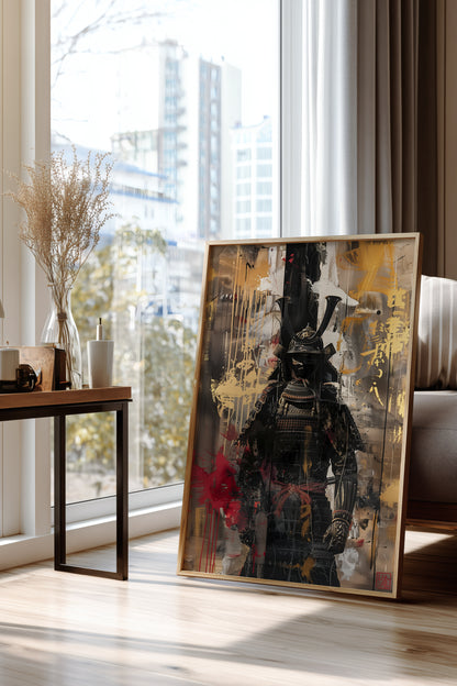 Gold Leaf Street Samurai Print - Mixed Media Poster | Samurai Legacy
