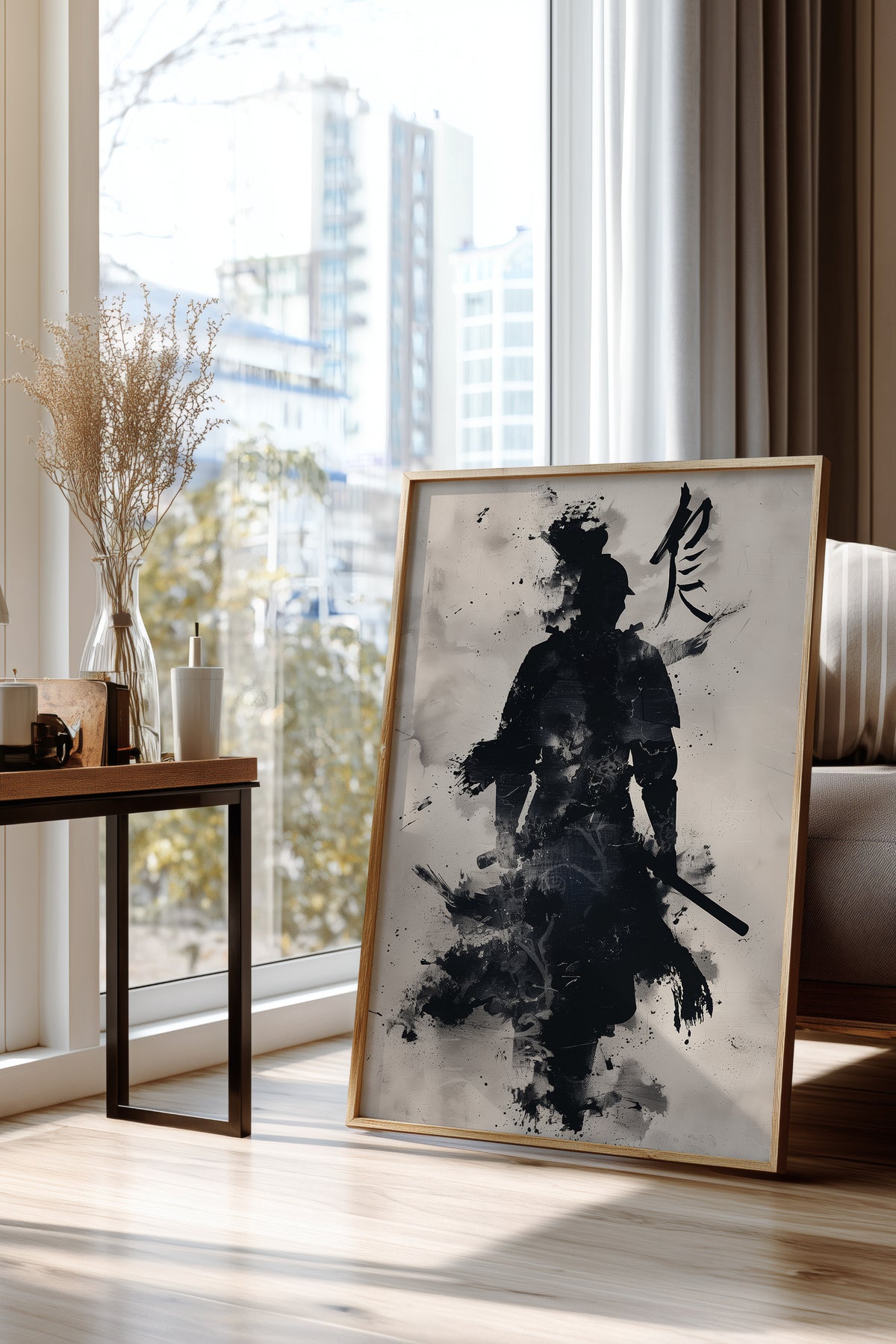 Kanji Calligraphy Samurai Print - Sumi Ink Wash Art | Samurai Legacy