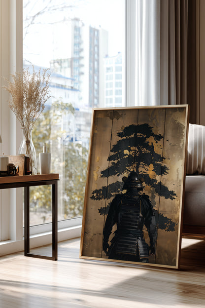 Golden Pine Samurai Screen Print - Folding Screen Art | Samurai Legacy