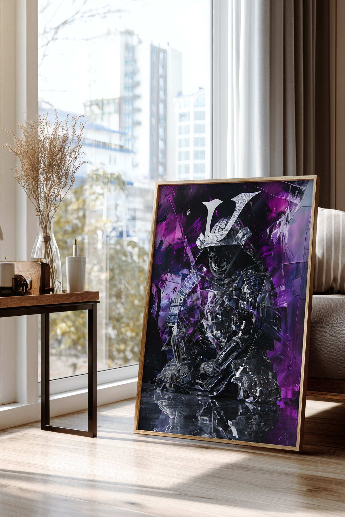 Chrome Prism Samurai Print - Violet Metallic Reflection Poster | Samurai Legacy