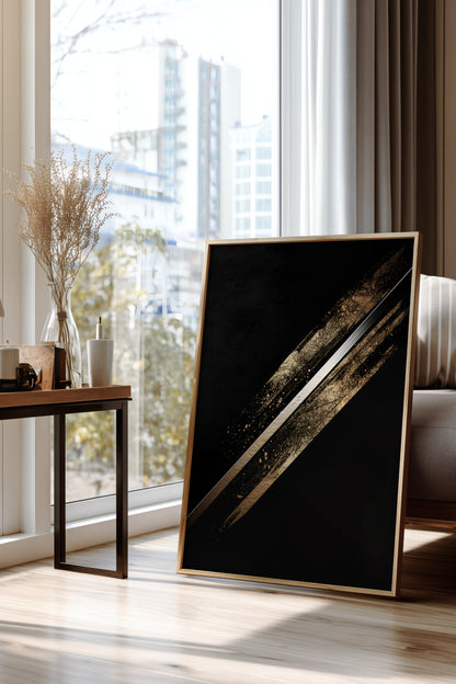 Katana Blade Gold Leaf Print - Minimalist Sword Poster | Samurai Legacy