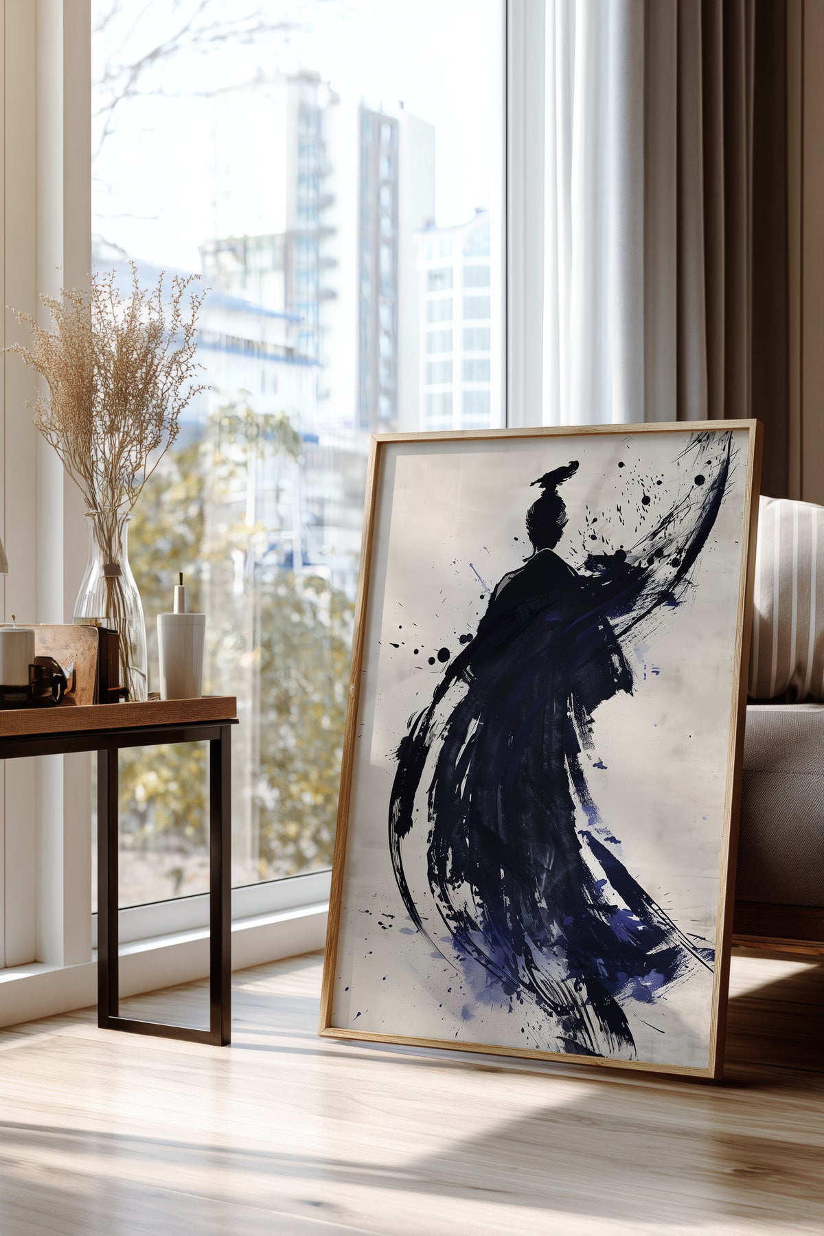 Sumi-e Crow Samurai Print - Ink Wash Brushstroke Poster | Samurai Legacy