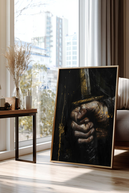 Katana Sword Hand Gold Art Print - Oil Painting style | Samurai Legacy