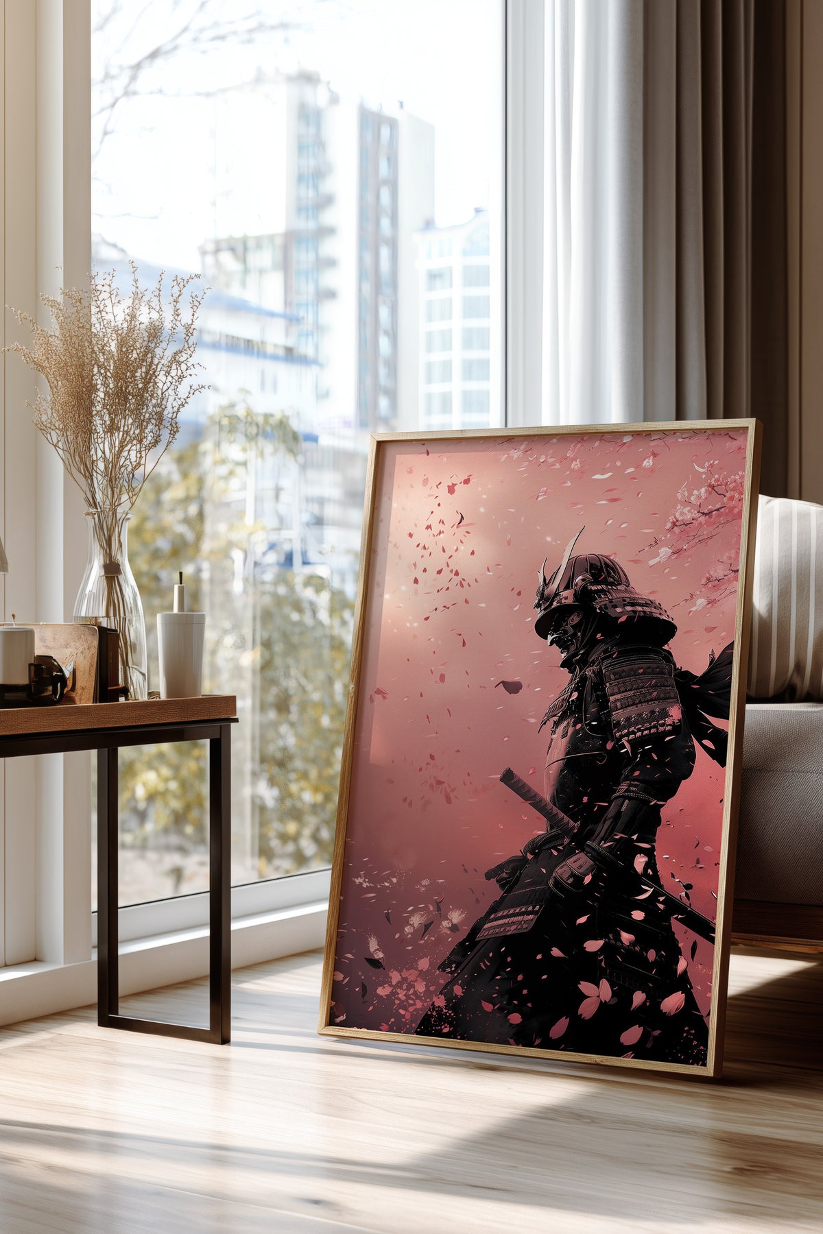 Cherry Blossom Samurai Print - Sakura Petal Pink Poster | Samurai Legacy