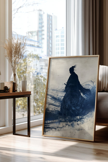 Walking Samurai Silhouette Art Print - Indigo Ink Movement | Samurai Legacy